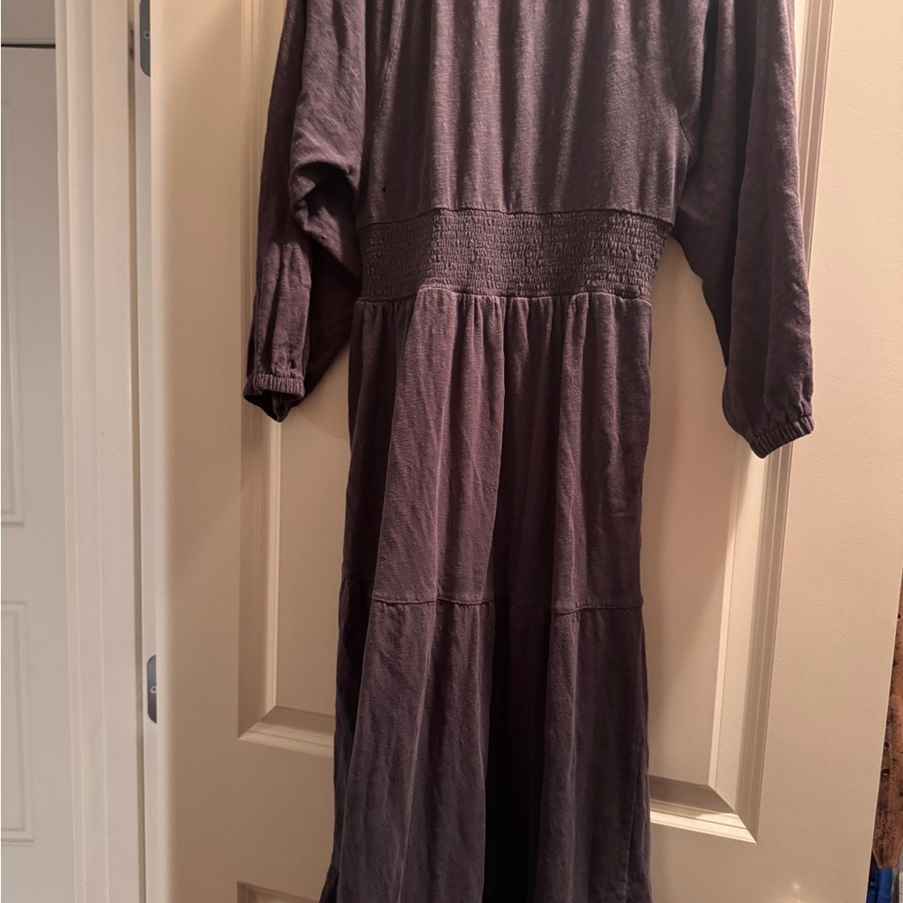 Marine Layer Long Sleeve V-Neck Tiered Maxi Dress in Black - Picture 2 of 4